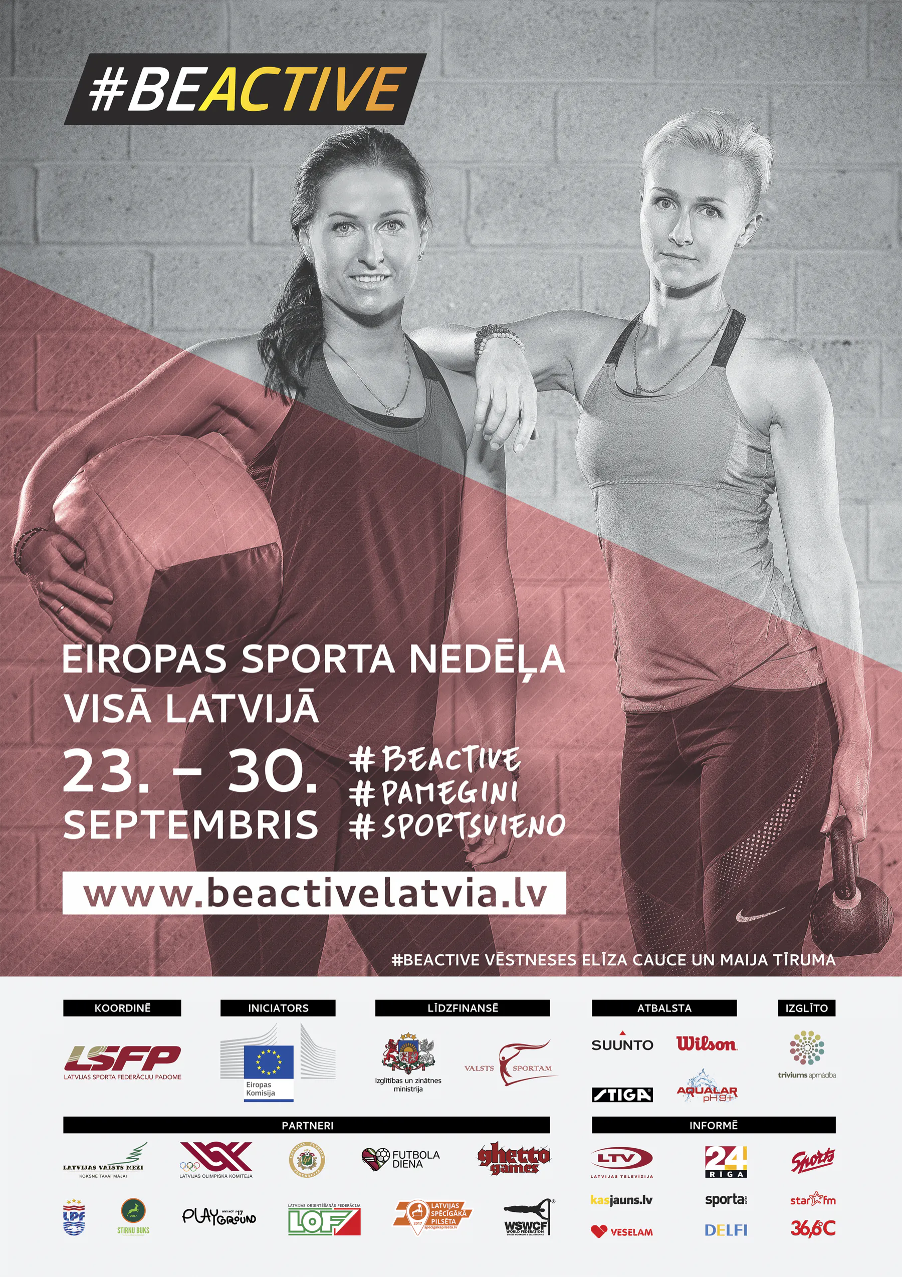 Kampaņas plakāts ar divām sportistēm