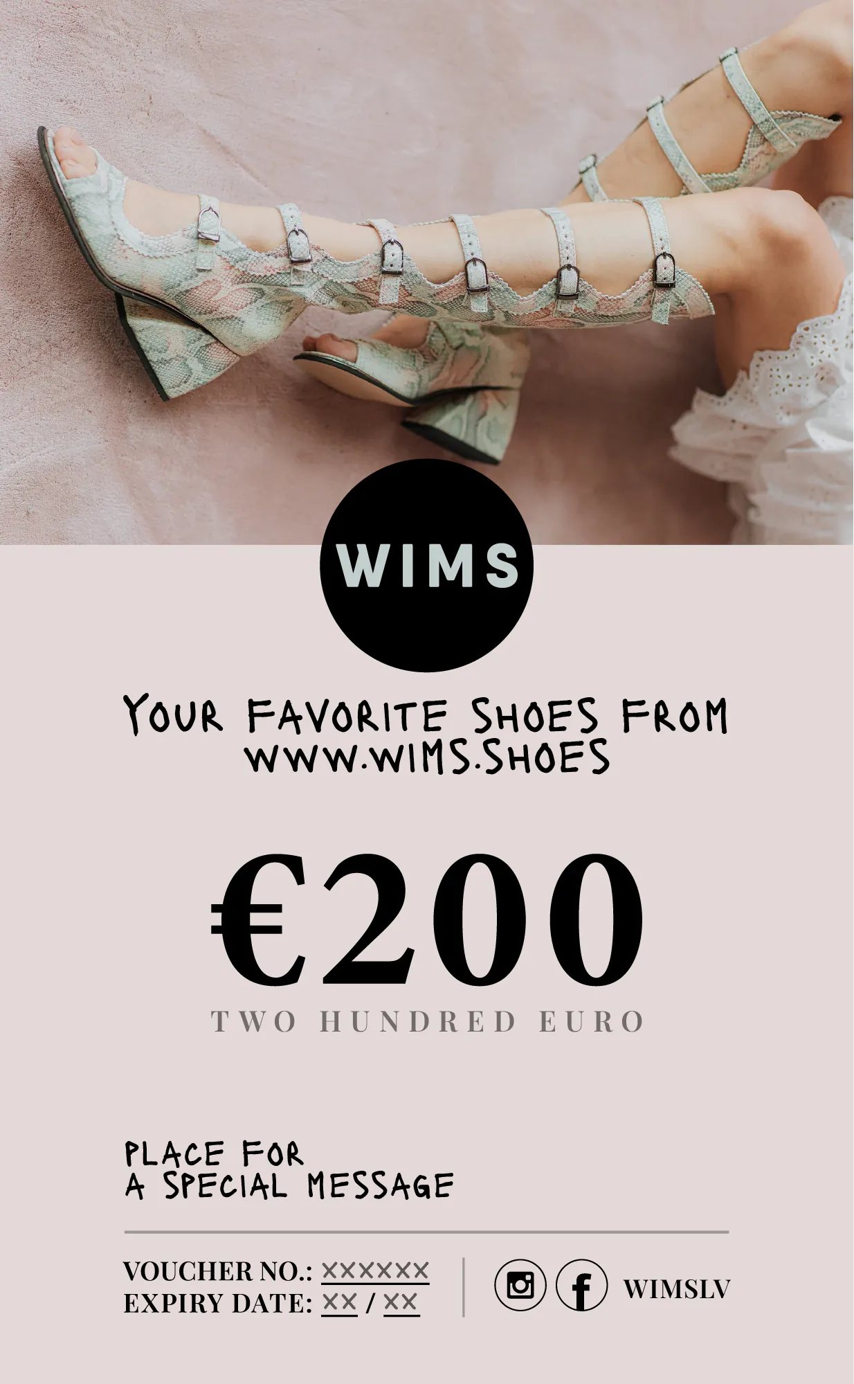 WIMS 200 eiro dāvanu karte ar šņorējamu kurpi